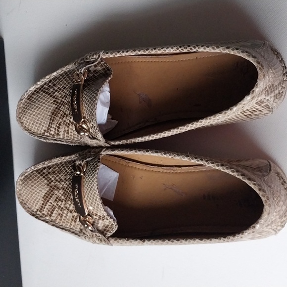 COACH Slip-On Driver Shoe  Leather Snakeskin Goldtone Coach Bar  Size 9 - Picture 11 of 12